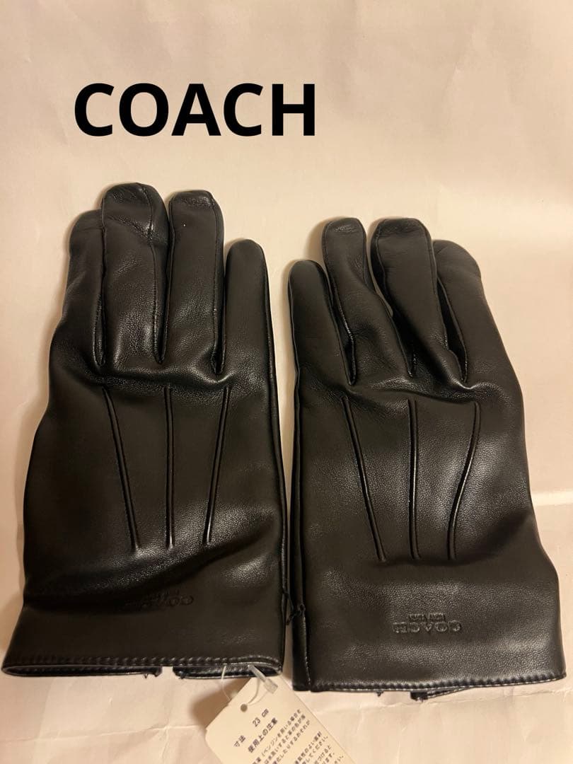 COACH ブラック レザー手袋 保存袋付き