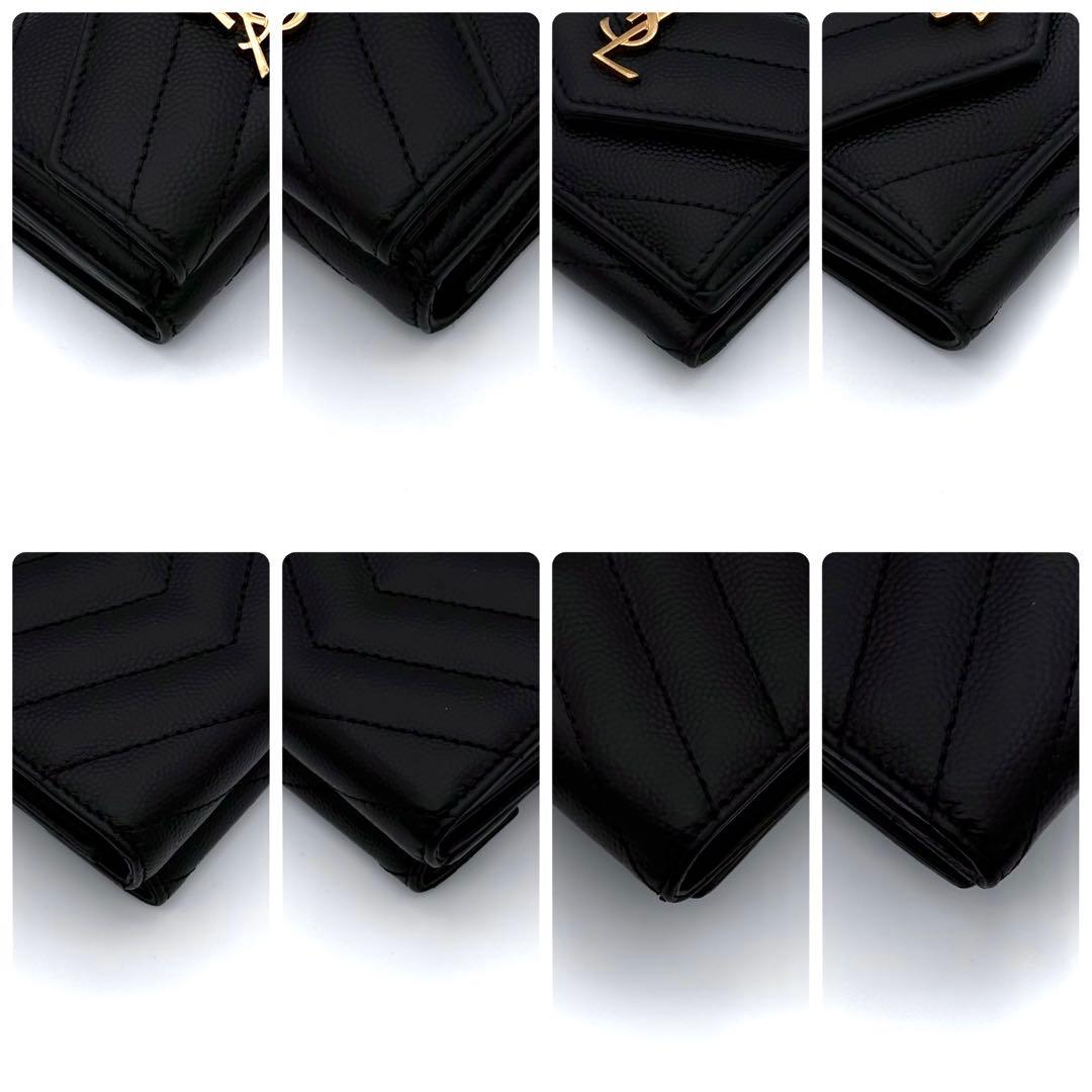 サンローラン 折財布 YSL カサンドラ Vステッチ キャビアスキン 2504
