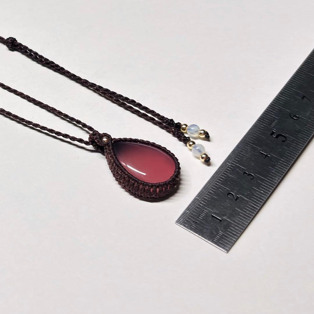 #2257 ⑥♡瑪瑙&オパライト天然石♡マクラメネックレス　ペンダント