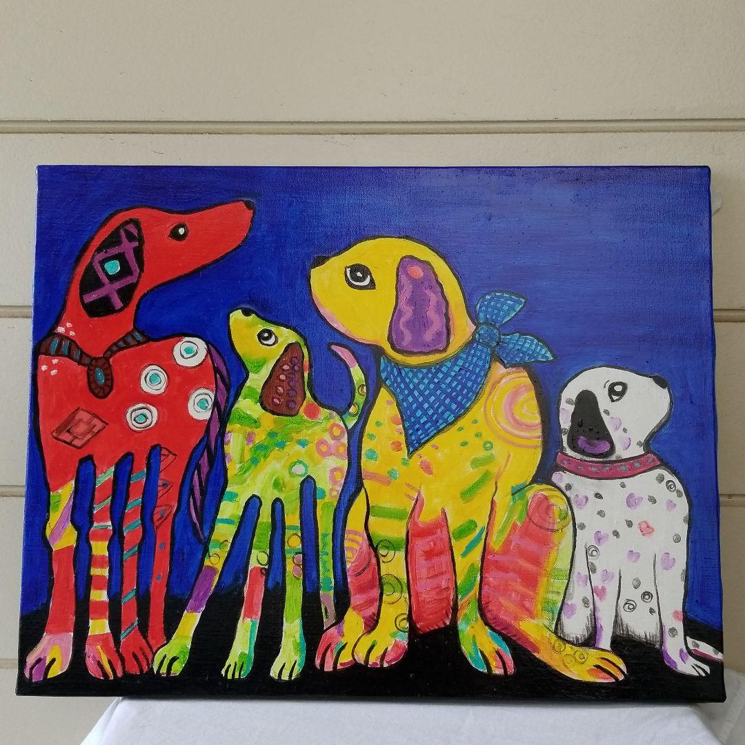 油絵　ゆ(o^^o)★確認　ベストフレンド犬