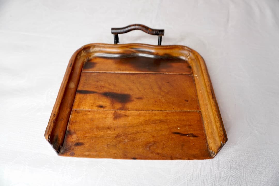 イギリス アンティーク 木製のブレッドクラムブラシとトレイ