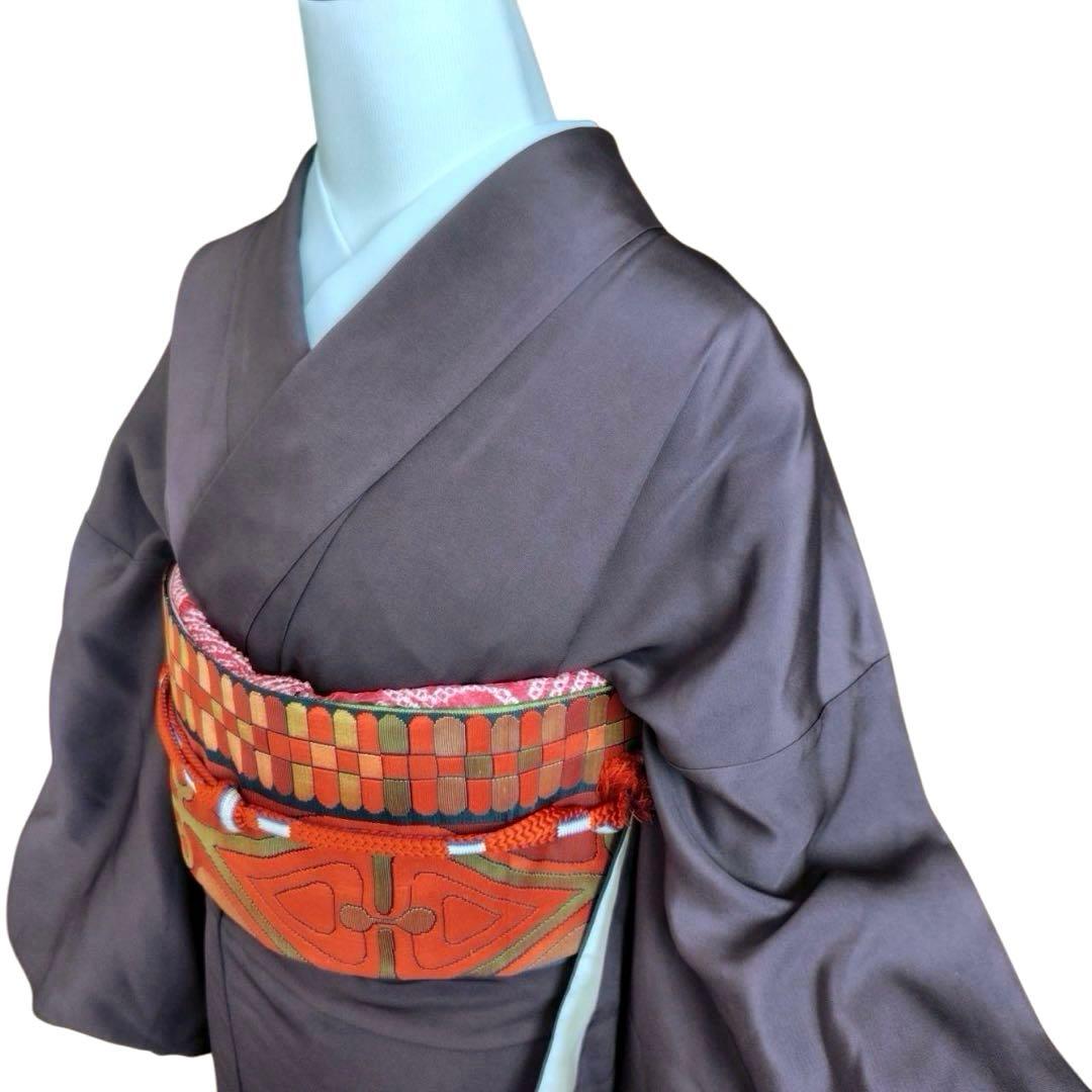 ま*り様 未使用近い　美品　袷　正絹　紋付き　色無地　フルセット　超ゆったり　裄