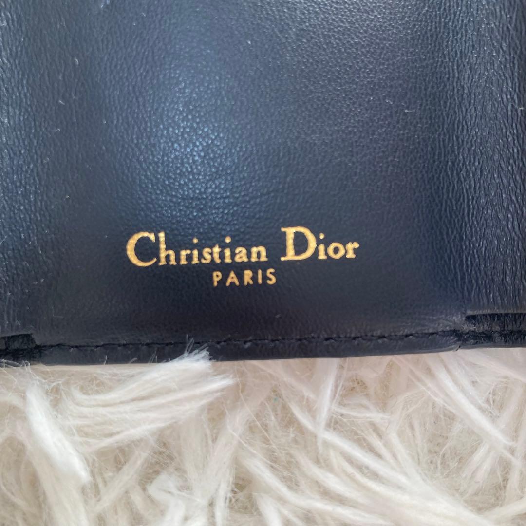 【美品】Dior ディオール オブリーク 三つ折り財布 キャンバス　ネイビー