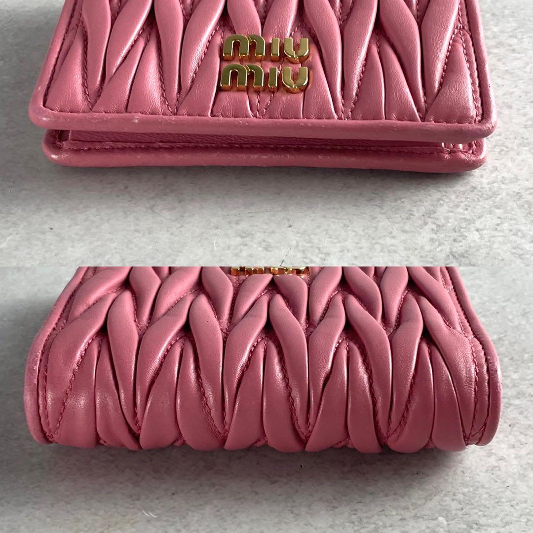 【付属品完備 現行】ミュウミュウ 二つ折り財布 ピンク RFID レザー
