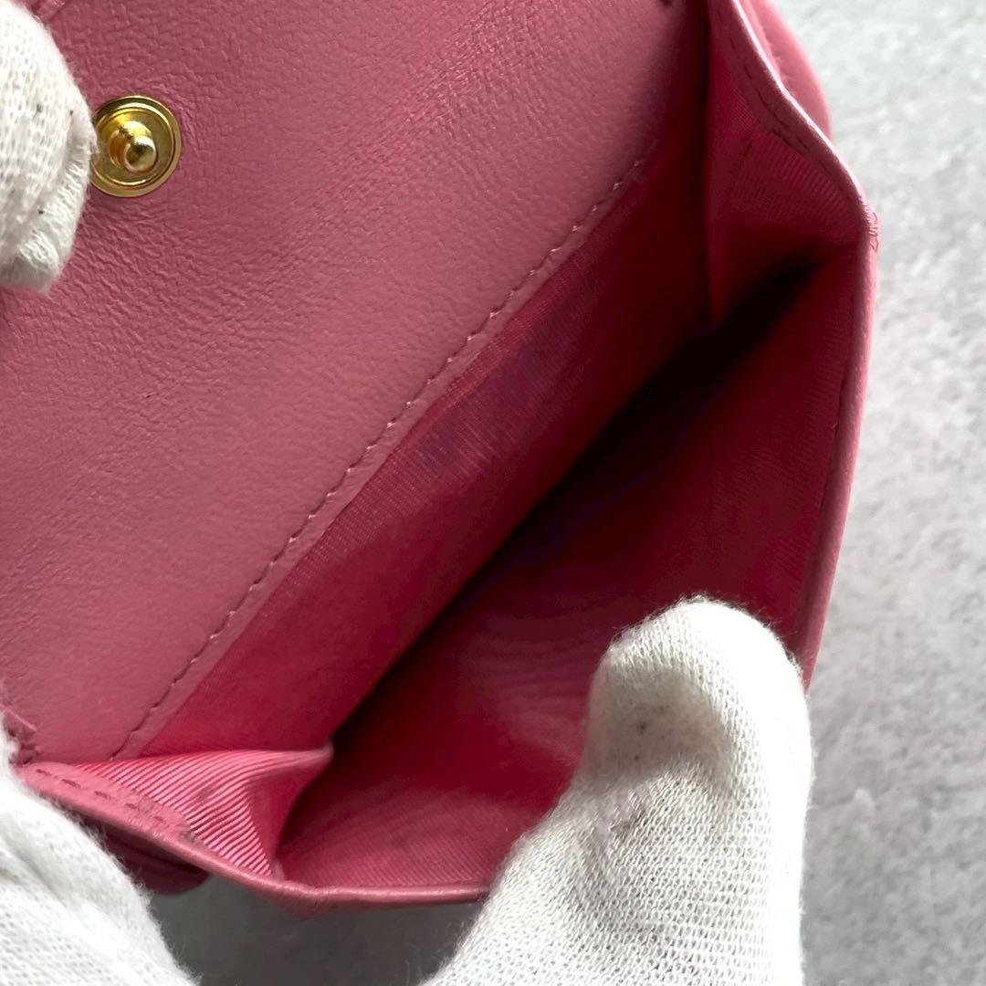 【付属品完備 現行】ミュウミュウ 二つ折り財布 ピンク RFID レザー