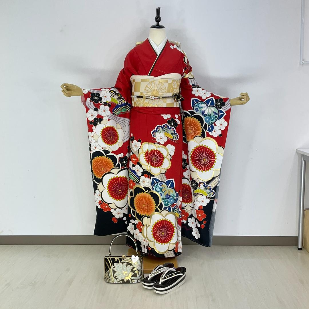 りんご　お振袖フルセット　新品オーダーメイド　ショール　ゾーリバッグ