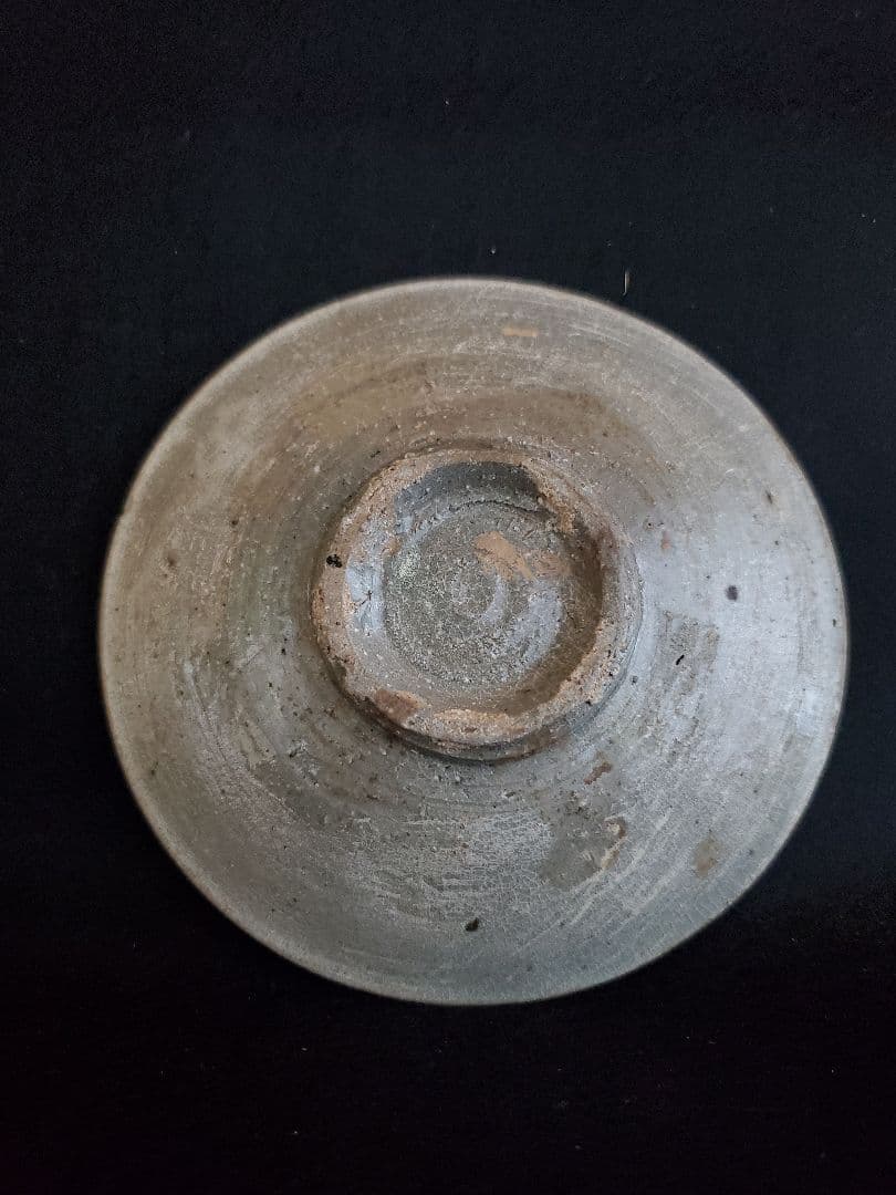 李朝 粉靑沙器印花文平皿