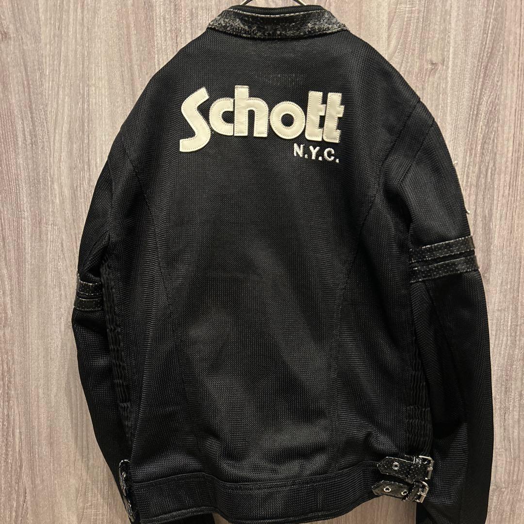【希少】Schott N.Y.C.刺繍ロゴ ワッペン ブルゾン レザー 古着40