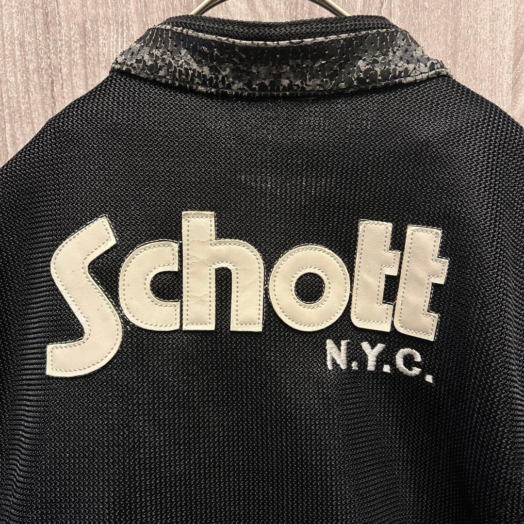 【希少】Schott N.Y.C.刺繍ロゴ ワッペン ブルゾン レザー 古着40