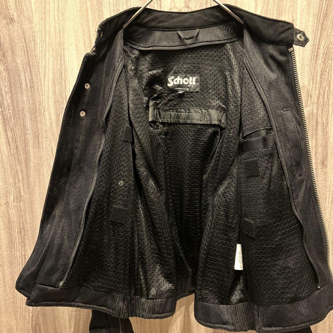 【希少】Schott N.Y.C.刺繍ロゴ ワッペン ブルゾン レザー 古着40