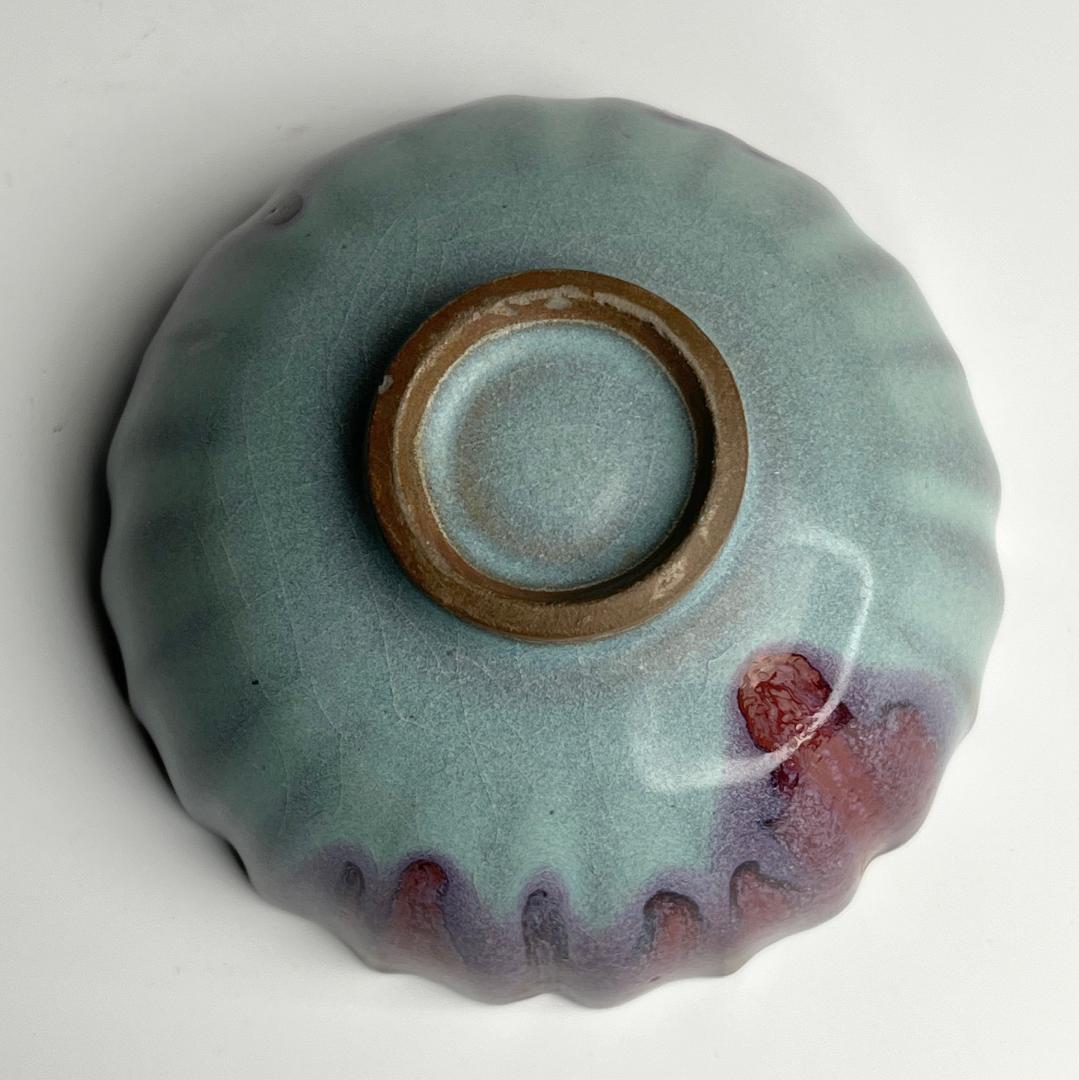 鈞窯天藍釉紫斑陵花盞 盃 中国古玩 中国美術 唐物 A899a