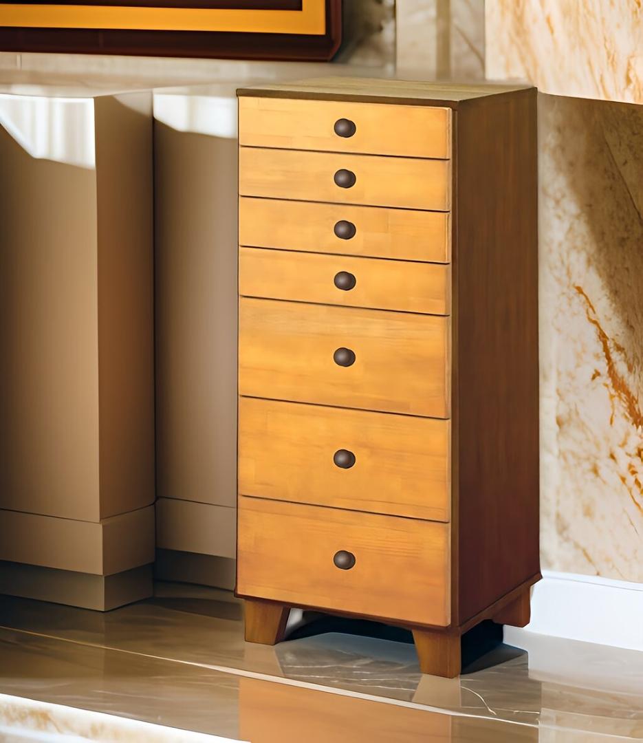 天然木パイン・A4サイズ・ツートン多段チェスト7段選べる取っ手