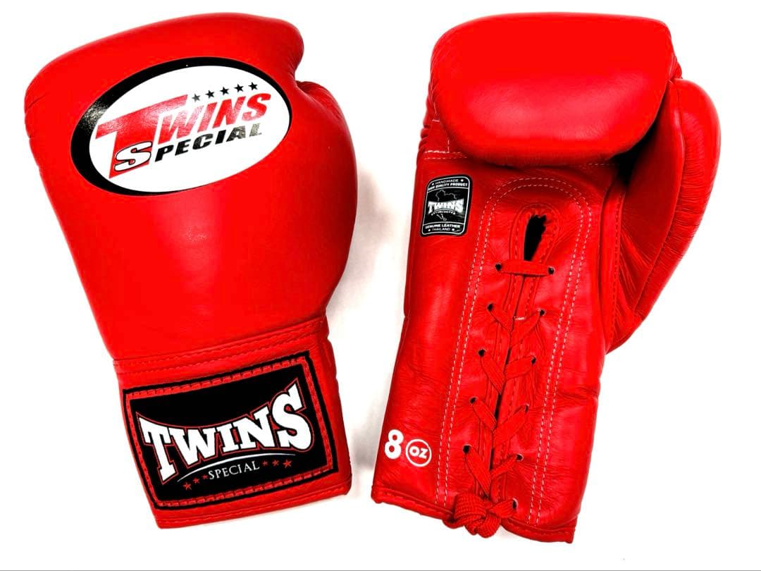 新品　TWINS グローブ 8oz 赤　紐式　ヒモ式　ツインズ　送料込
