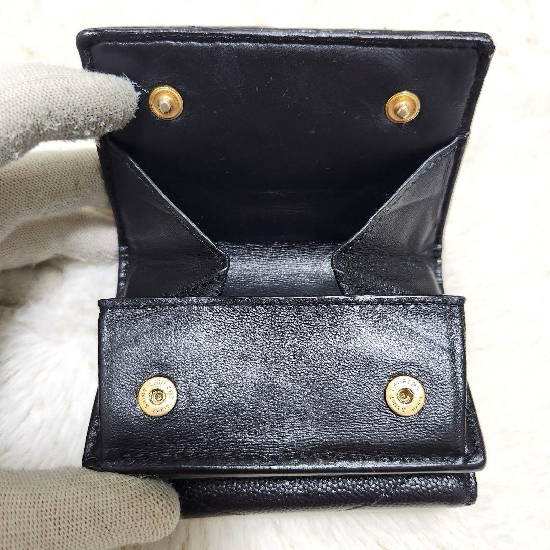 ✨極美品　現行デザイン✨サンローラン　三つ折り　カサンドラ　キャビアスキン