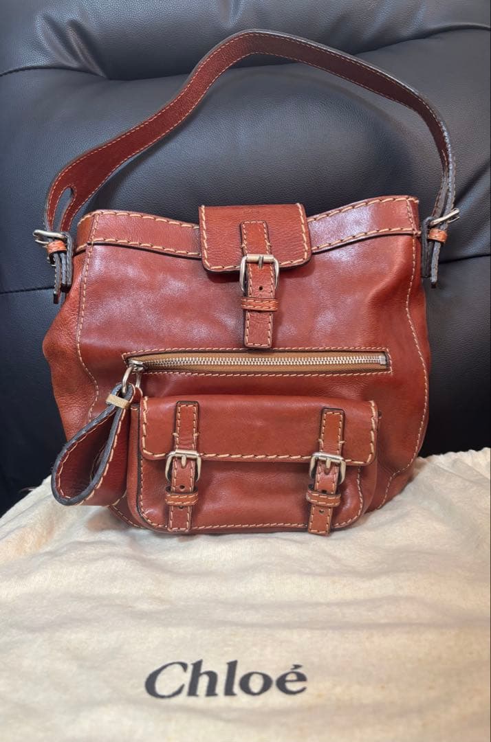 Chloé ブラウンレザーショルダーバッグ 保存袋付き