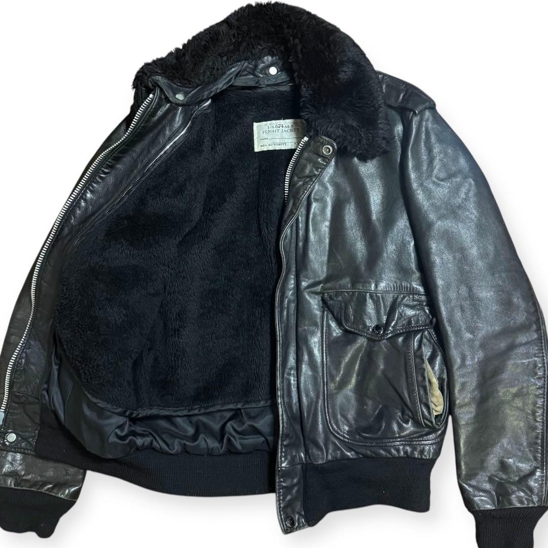 Schott 米国製 ライナー付 184SM ボア レザージャケット ブラック