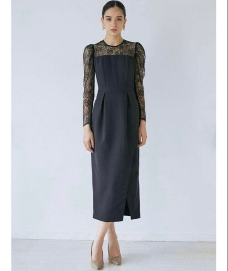 本日限定価格★ラグナムーン オケージョン スリーブレースカッティングドレス M