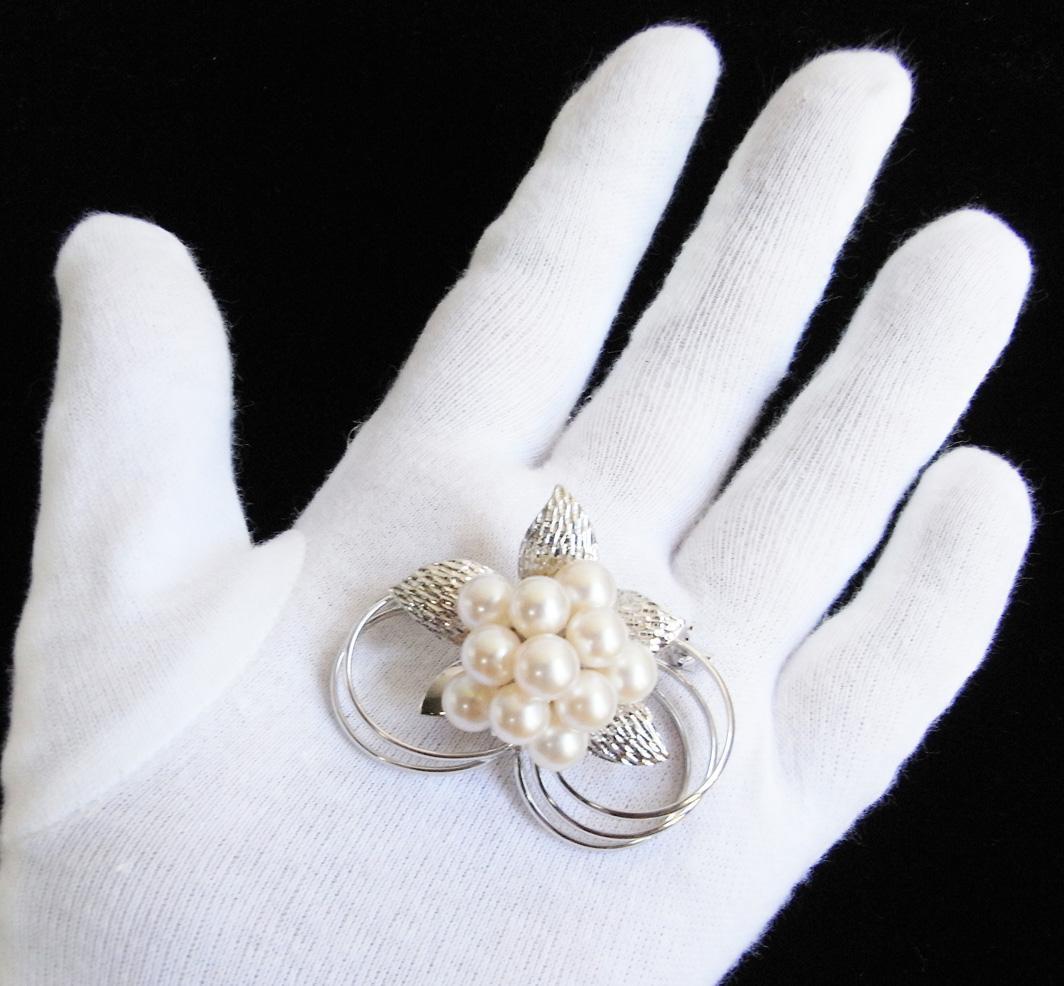 フレコ★紫陽花・925シルバー(銀製)アコヤ真珠（本真珠）１１粒・ブローチ