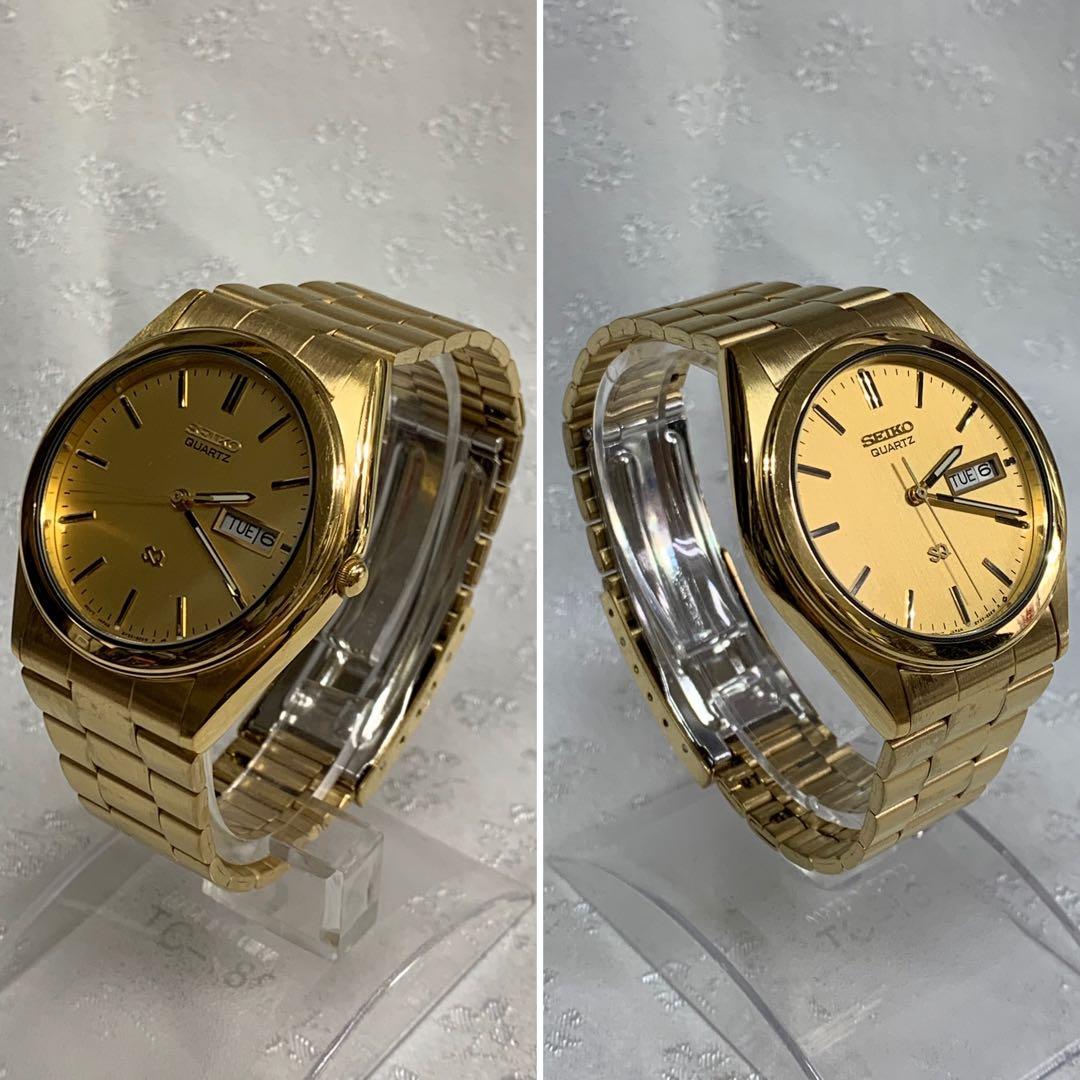 SEIKO SQ 腕時計　メンズ 金色　電池交換済　稼動品