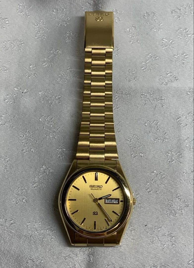 SEIKO SQ 腕時計　メンズ 金色　電池交換済　稼動品