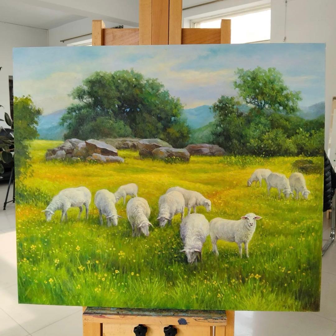 《羊の群》原画　油絵