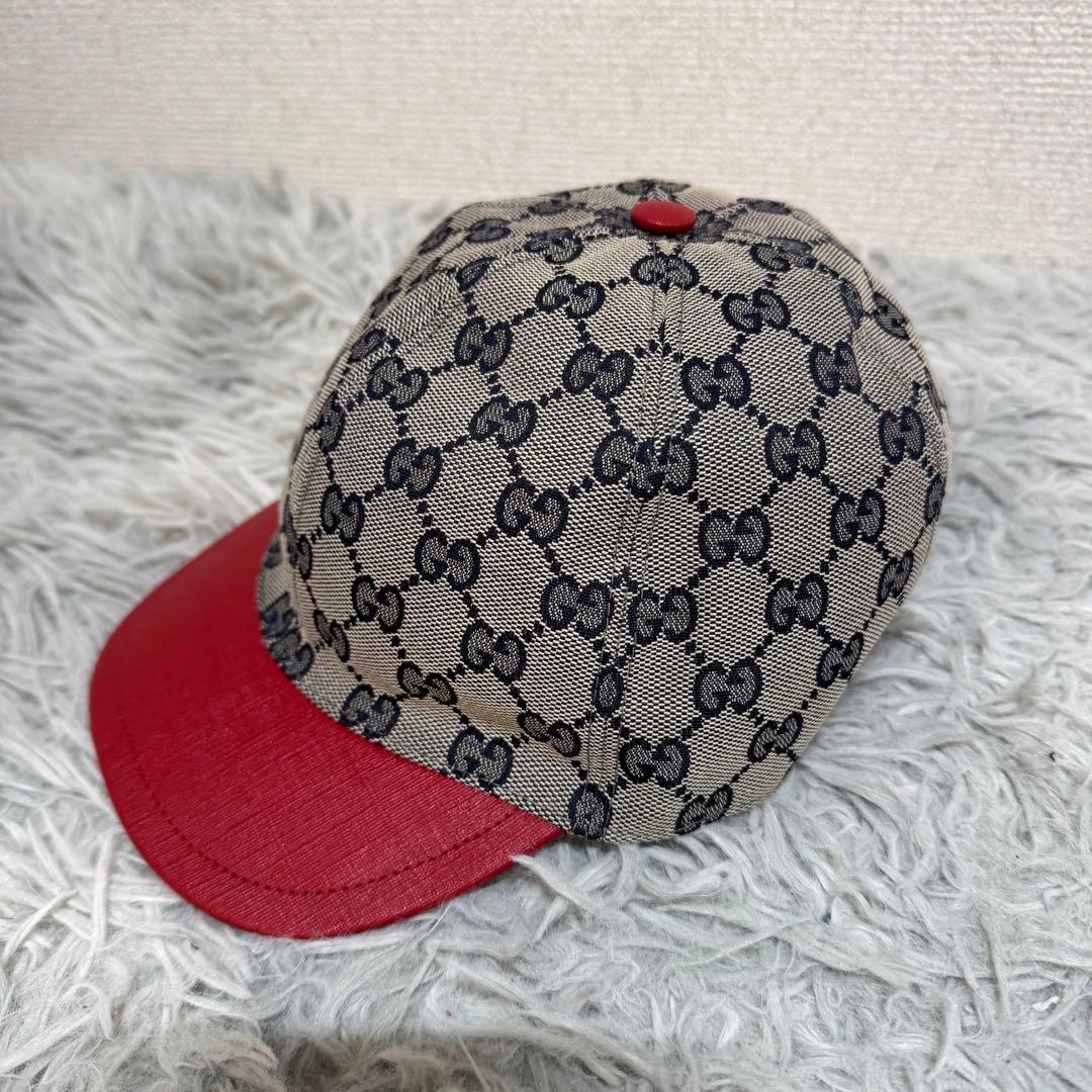新品タグ、ケース付き GUCCI KIDS HAT GGキャンバス 子供用 帽子