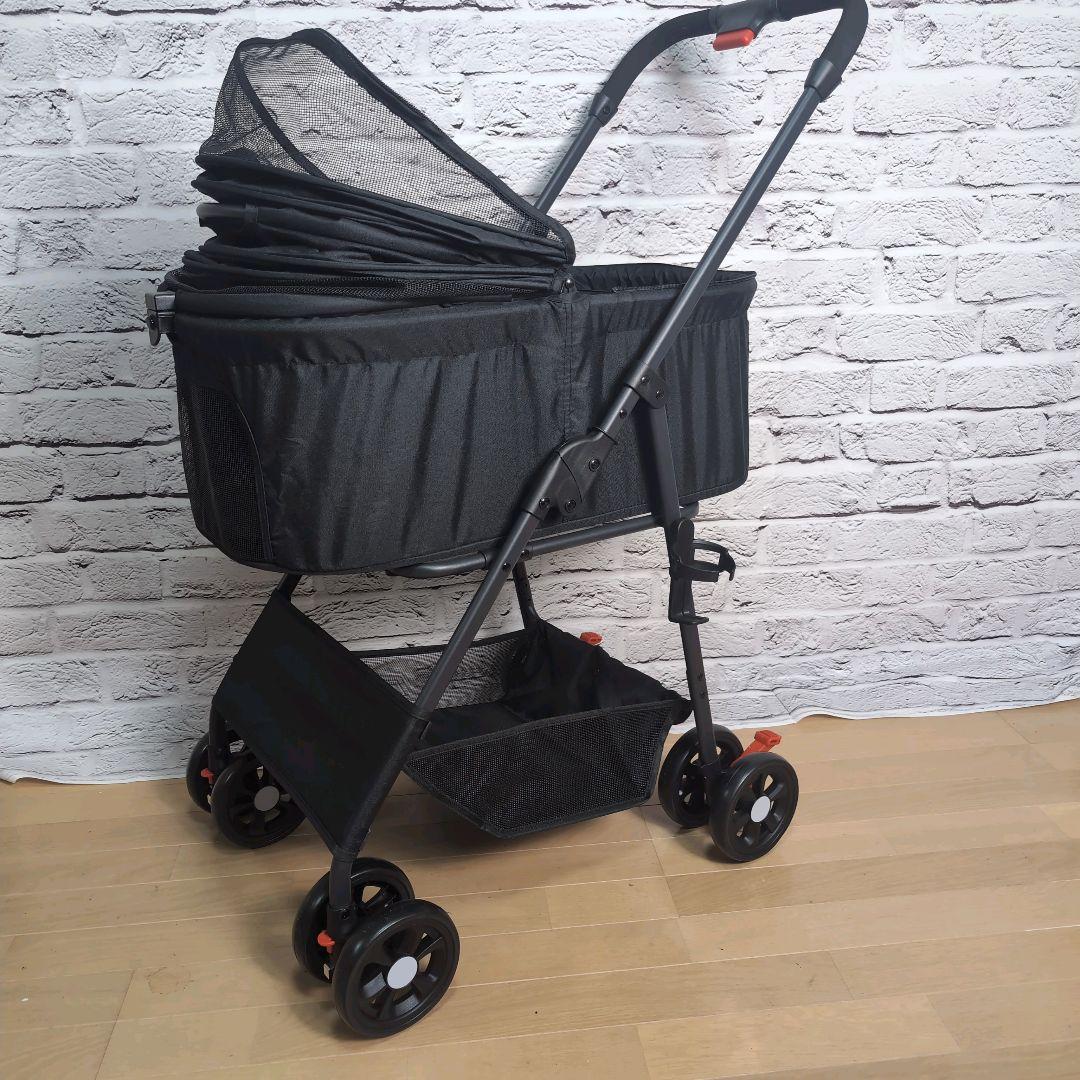 ペットカート ペットバギー 分離型 取り外し可 耐荷重20㎏ 多頭小型犬&猫 黒