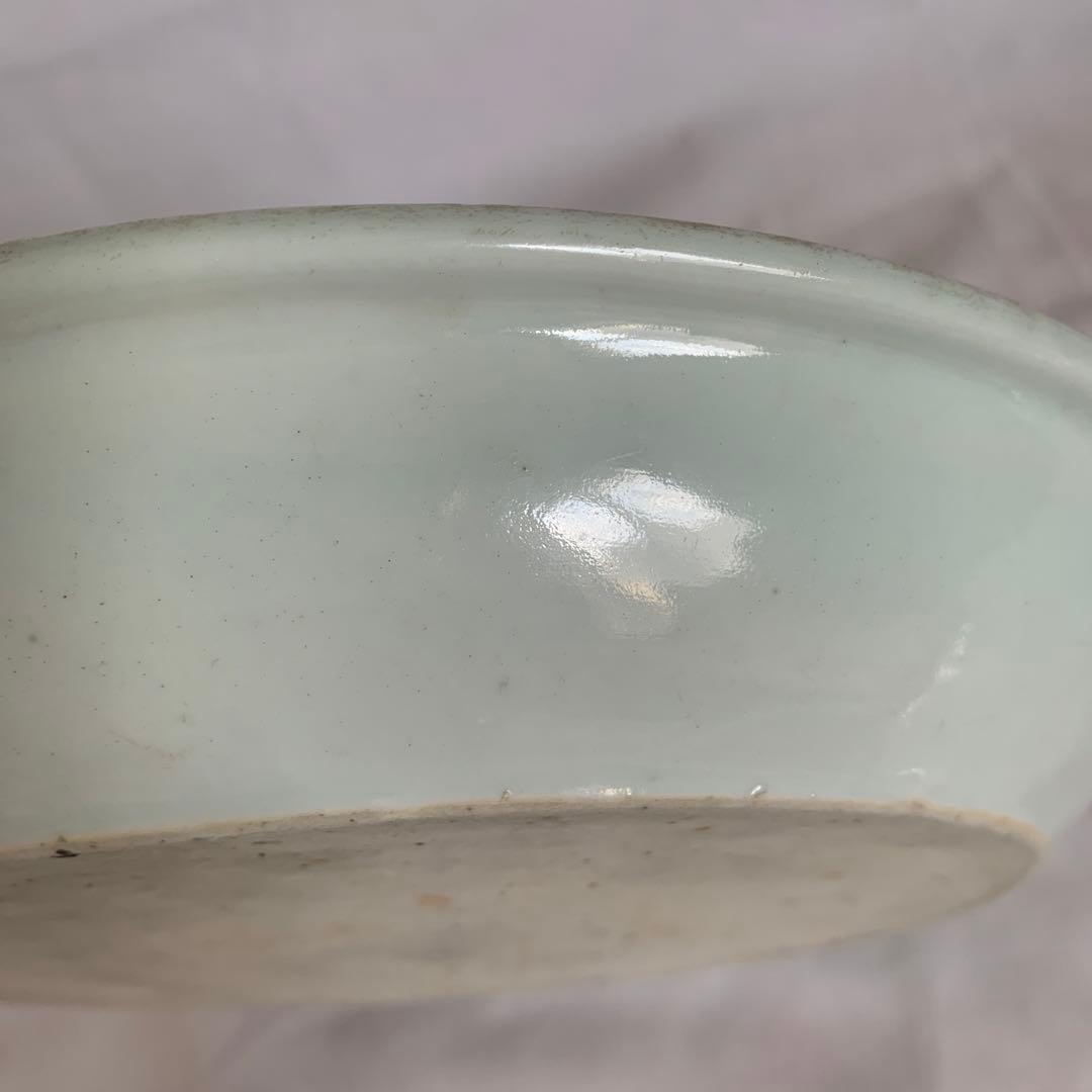 染付鉢 清朝期 山水閣楼 25cm 唐物 青花皿