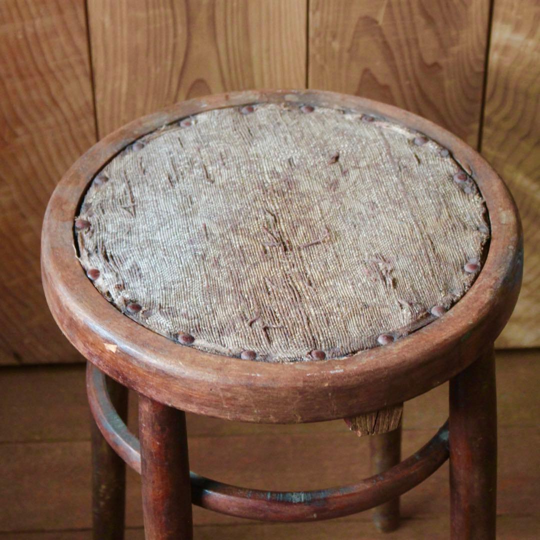木製 丸椅子 布張 古道具 アンティーク