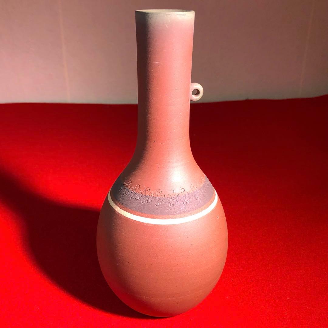 【茶道具】今井政之作　象嵌輪彩花瓶