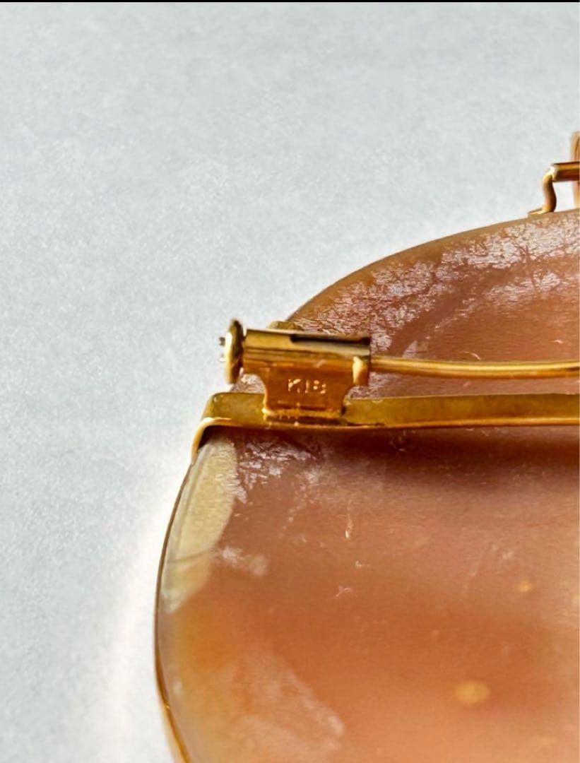 シェルカメオ K18刻印 2way ブローチ ペンダントトップ