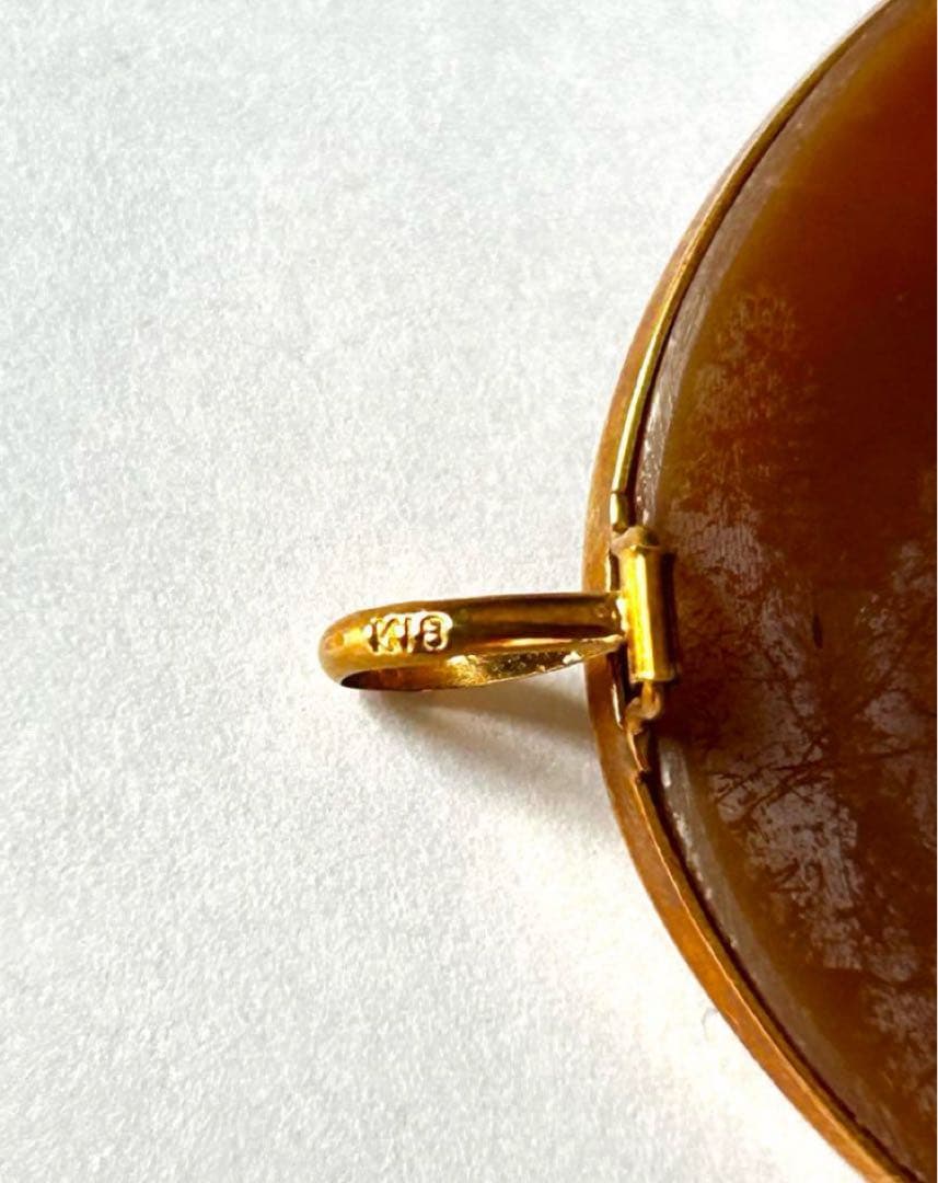 シェルカメオ K18刻印 2way ブローチ ペンダントトップ