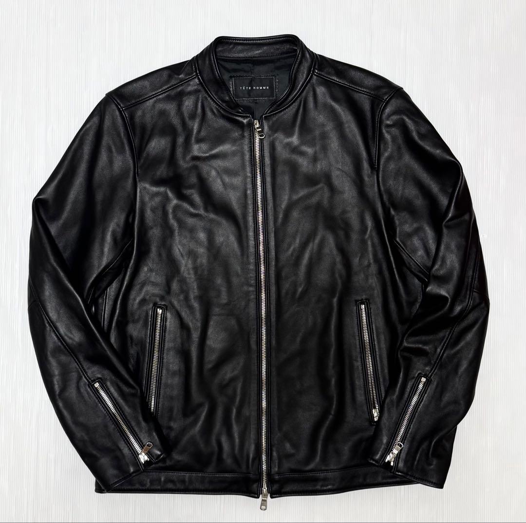 TETE HOMME ラムレザーシングルレザーライダース ジャケット