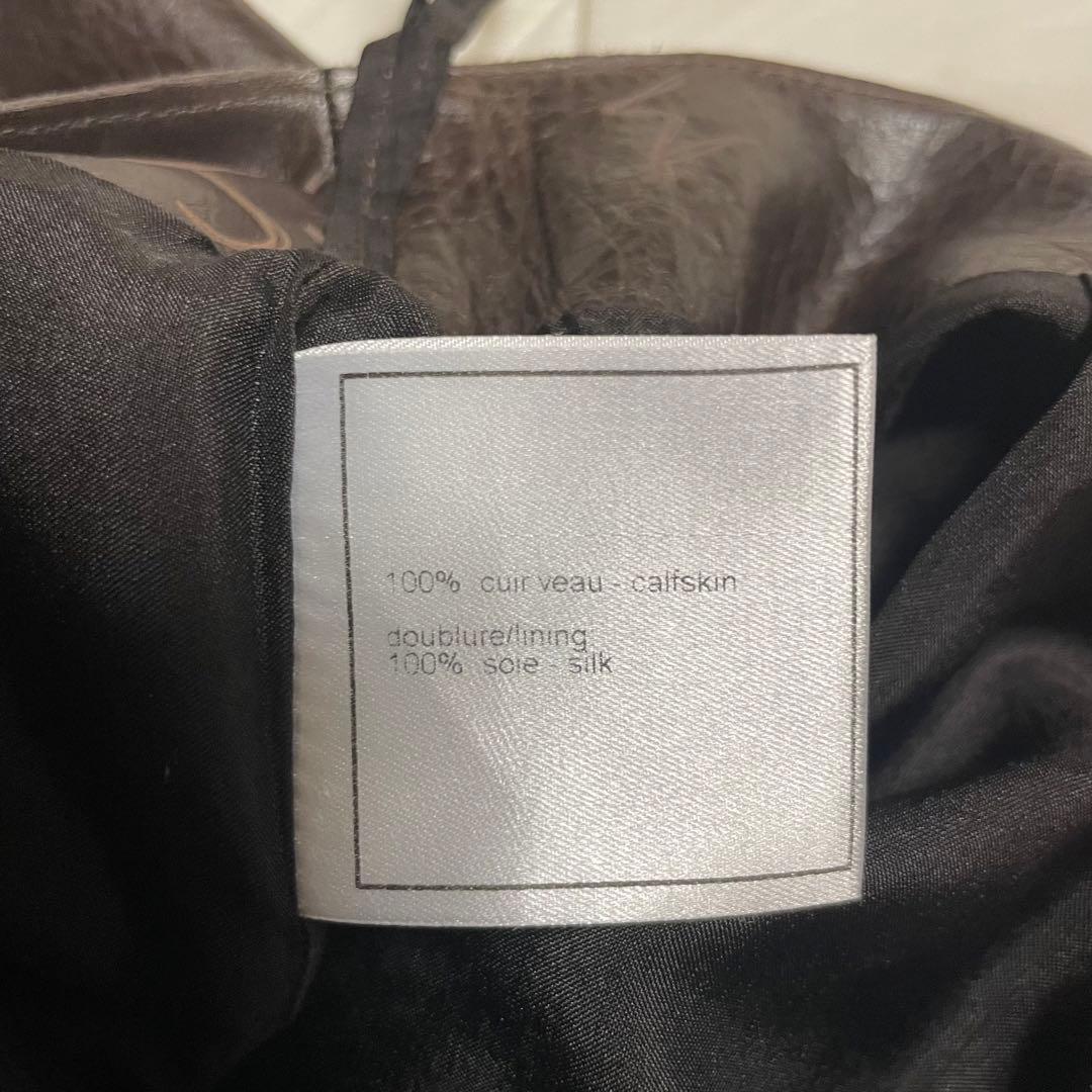 シャネル CHANEL レザースカート ブラウン