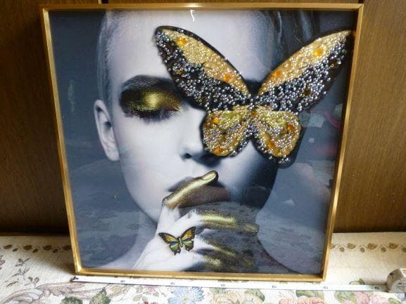★美女 ポスター 蝶 立体 デコレーション タペストリ アート 金属 フレーム★