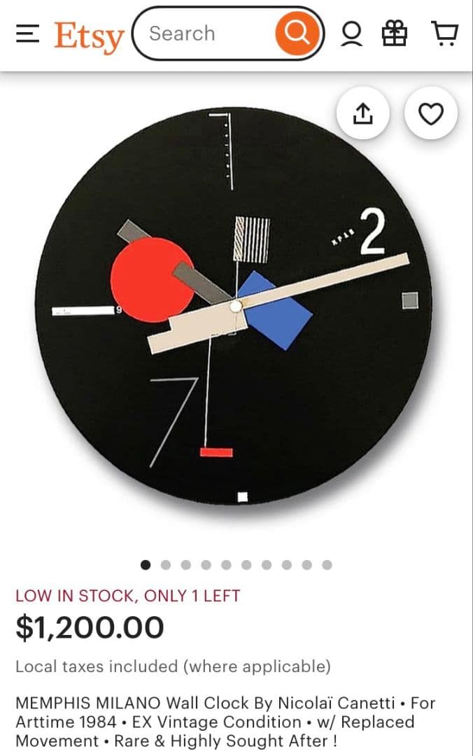 【新品】80'S ニコライ・カネッティ 掛け時計 ARTEC ポストモダン