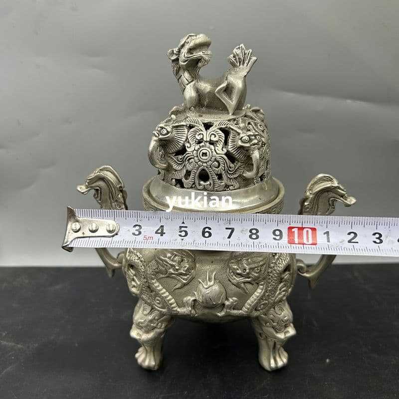 二龍戯珠香炉 家具 置件 銅器 香道具 装飾品 工芸品 美術品