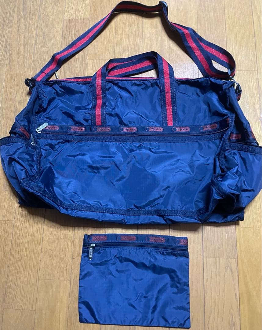 レスポートサック LESPORTSAC ラージ　ボストンバッグ　ネイビー　レッド