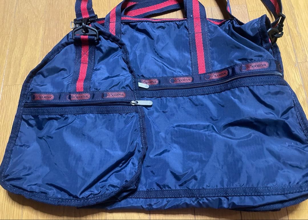 レスポートサック LESPORTSAC ラージ　ボストンバッグ　ネイビー　レッド
