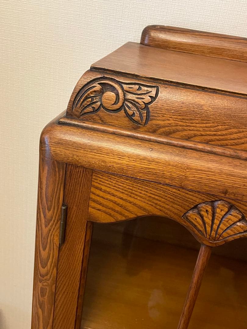 英国イギリス アンティーク家具 ブックケース 本棚 オーク材 猫脚 キャビネット