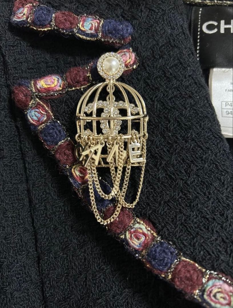 17万　美品　正規品　CHANEL 　ブローチ　鳥籠　鳥かご　付属品あり