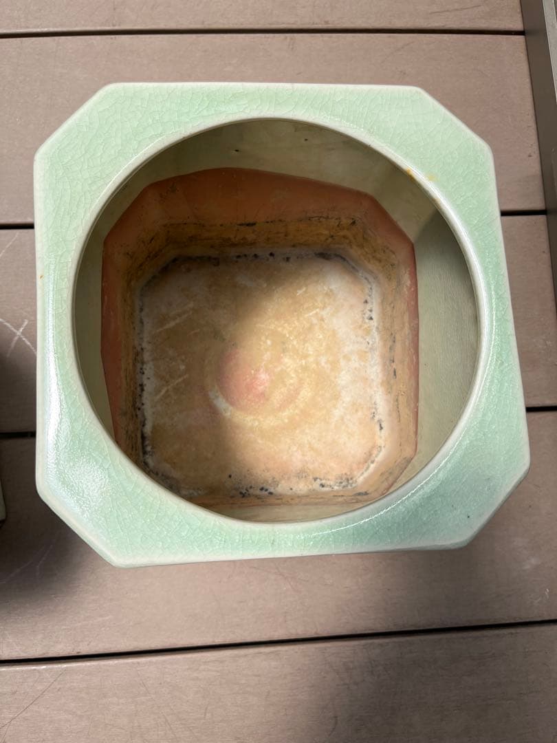 火鉢　骨董品　四角形　フラワー　骨董品