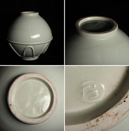 瀧田項一 「 白磁貼文大壺 」 花入 花器 共箱