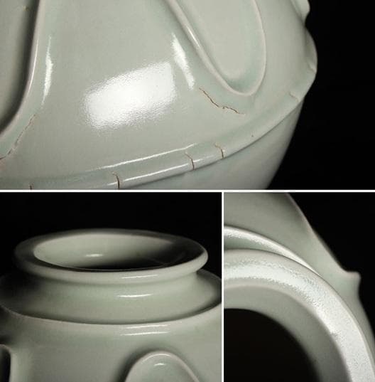 瀧田項一 「 白磁貼文大壺 」 花入 花器 共箱