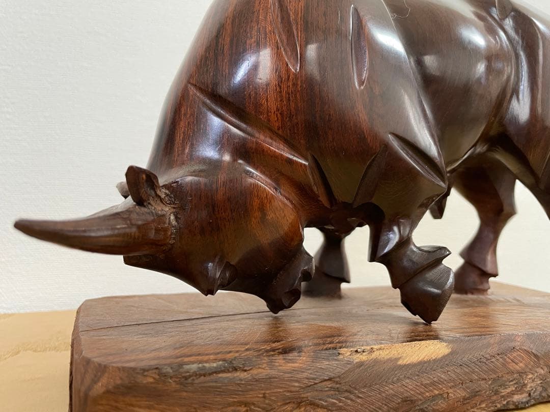 木製の雄牛の像 牡牛 ブル おうし Wooden Bull Mexico