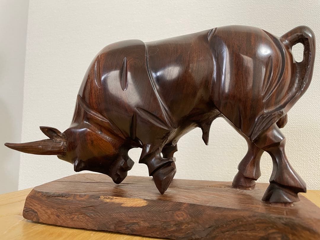 木製の雄牛の像 牡牛 ブル おうし Wooden Bull Mexico