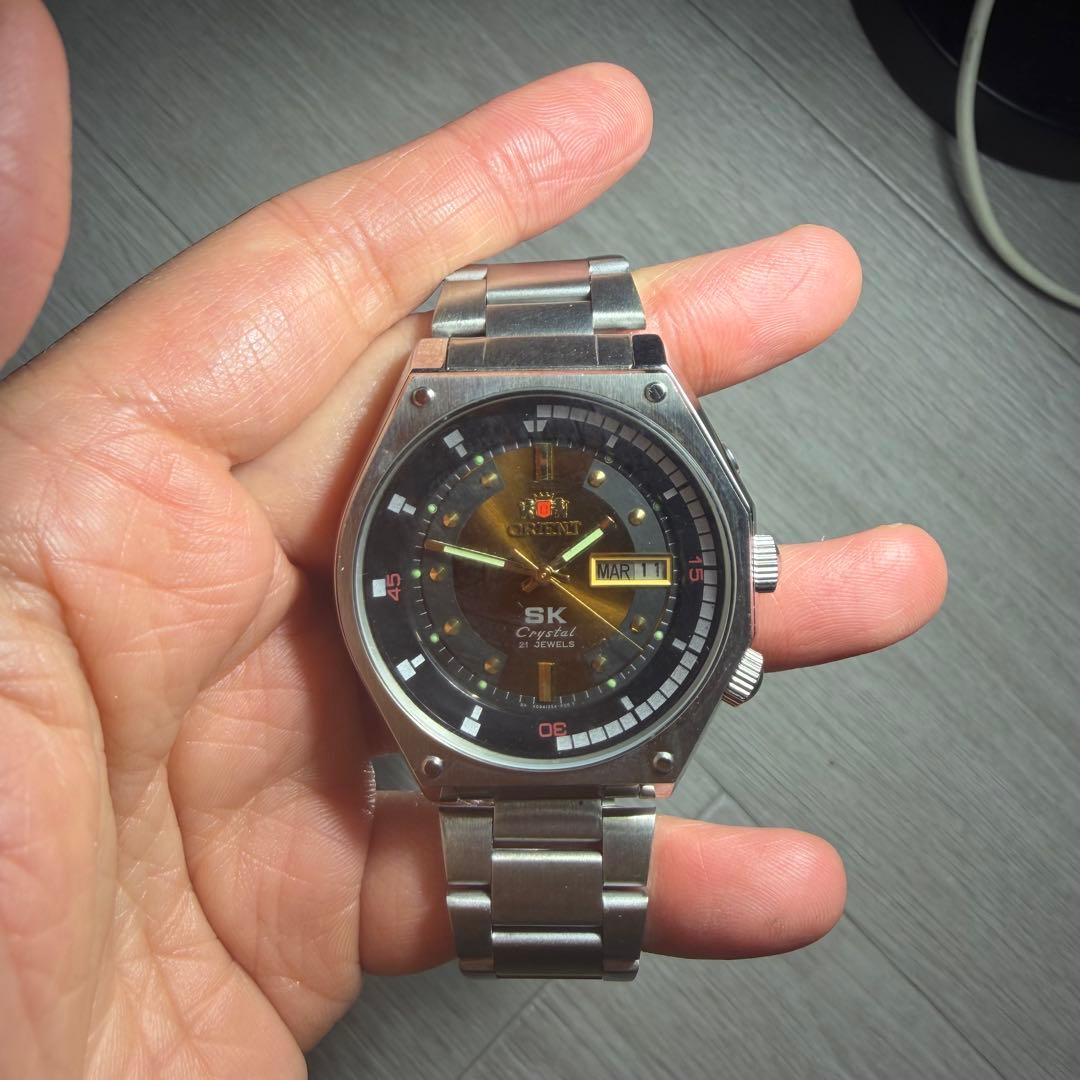 SK Crystal 自動巻き時計 ブラック/シルバー