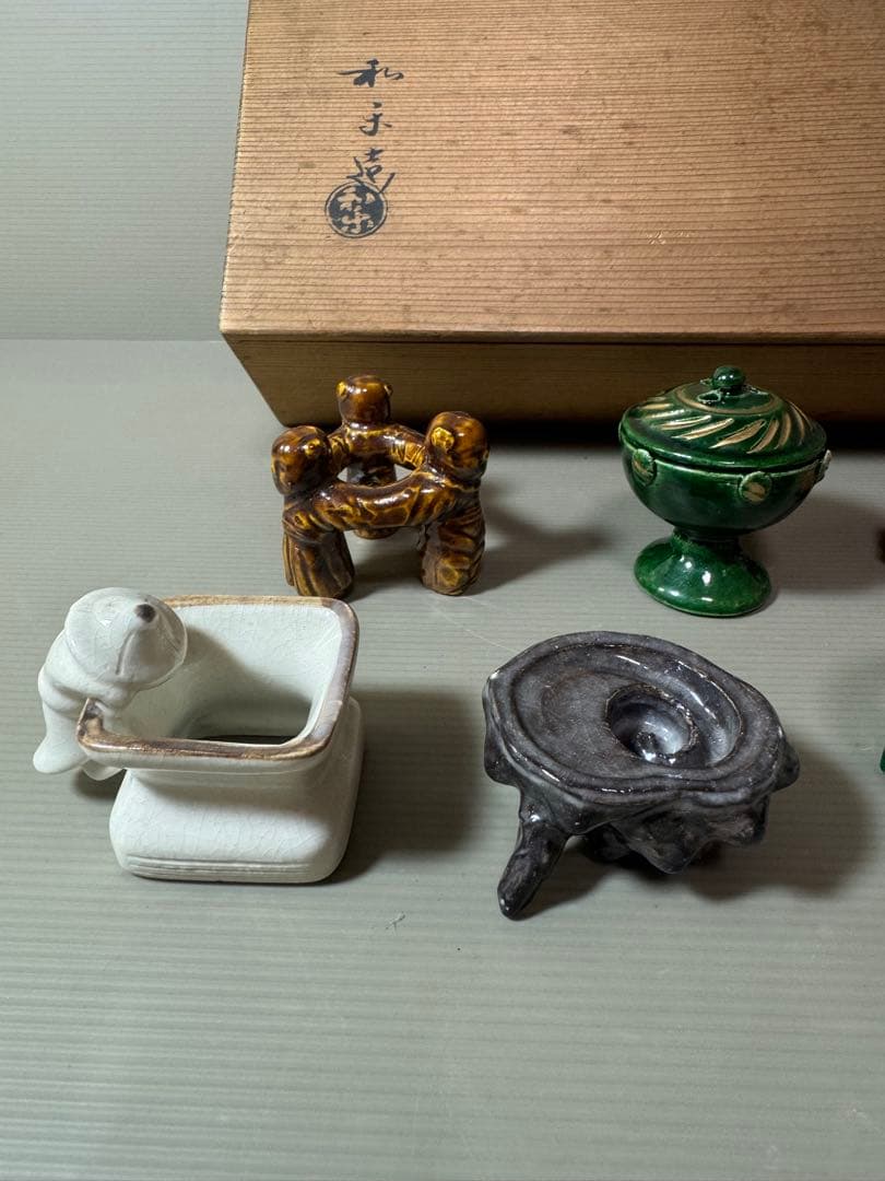 2885 川崎和楽作　楽七種　蓋置　7客　茶道具