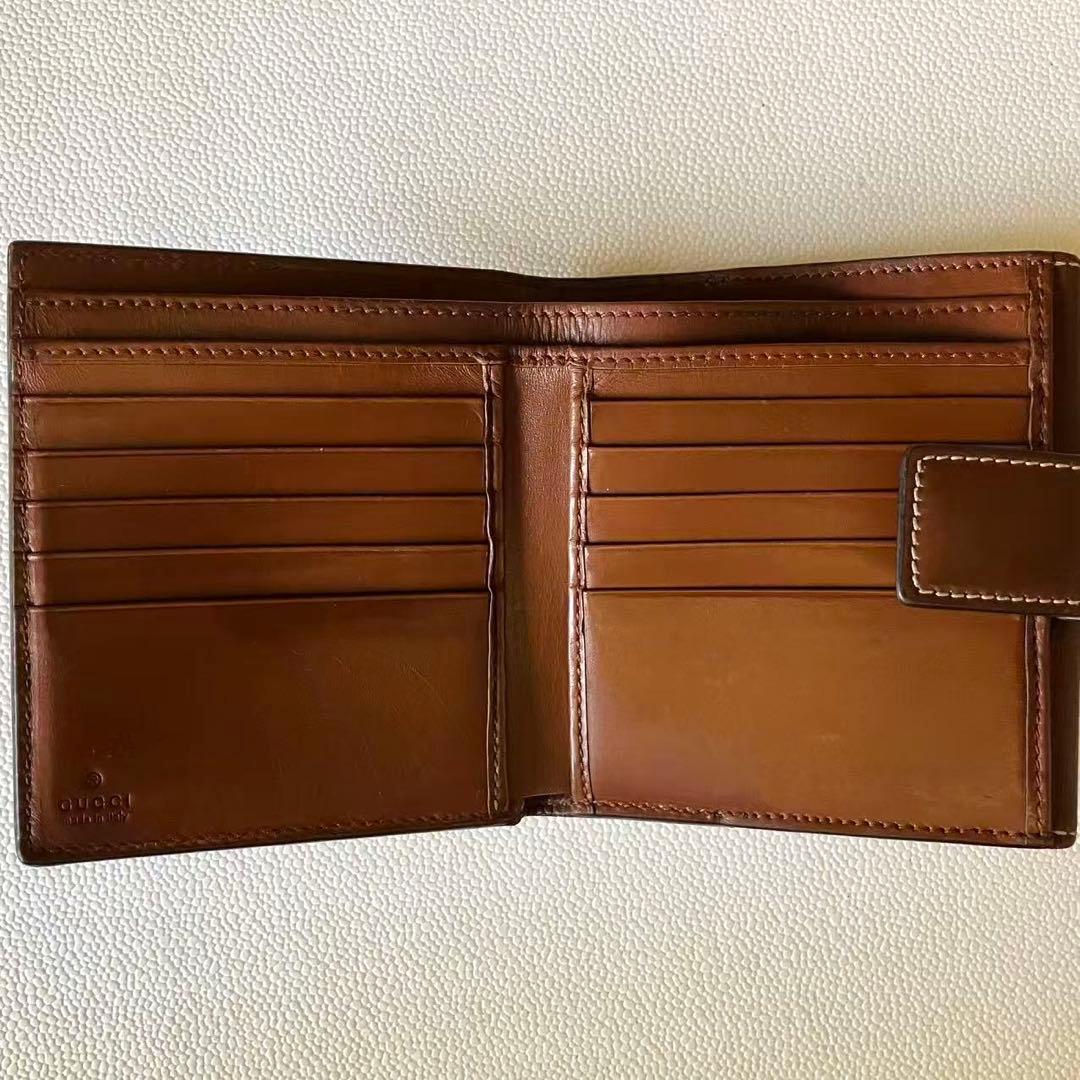 GUCCI グッチ GGスプリーム Wホック PVCレザー 二つ折り財布 美品❣️