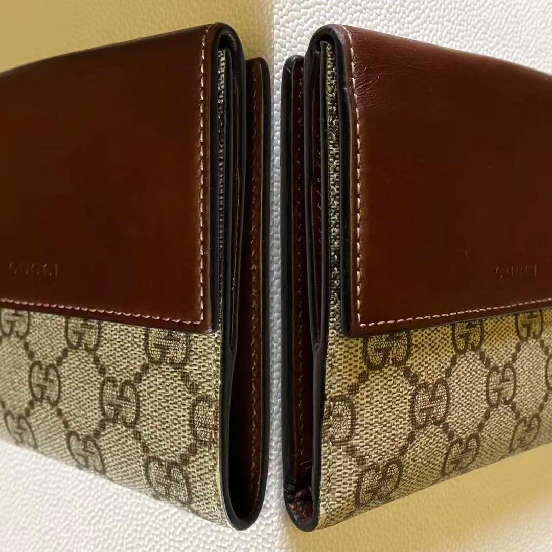 GUCCI グッチ GGスプリーム Wホック PVCレザー 二つ折り財布 美品❣️